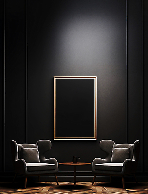 JPG 편집이미지 벽 액자 쿠션 거실 탁자 프레임 액자틀 사람없음 인테리어 소파 검은색 목업 편집실사 AI포토 AI콘텐츠 디자인 컬러 가구 의자 틀 CG 파일형식