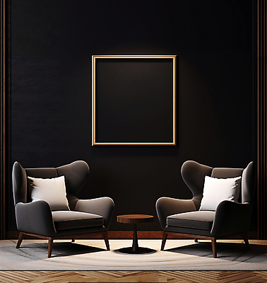 JPG 편집이미지 벽 액자 쿠션 거실 탁자 프레임 액자틀 사람없음 인테리어 소파 검은색 목업 편집실사 AI포토 AI콘텐츠 디자인 컬러 가구 의자 틀 CG 파일형식