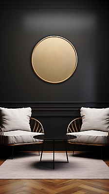 JPG 편집이미지 벽 액자 거실 탁자 프레임 액자틀 사람없음 인테리어 소파 원형 목업 편집실사 AI포토 AI콘텐츠 도형 디자인 가구 의자 틀 CG 파일형식