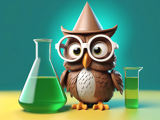 JPG 편집이미지 캐릭터 모자 교육 실험 사람없음 초록색 3D 교사 플라스크 디지털합성 부엉이 편집3D AI컴퓨터그래픽 AI콘텐츠 직업 잡화 컬러 조류 실험기구 파일형식