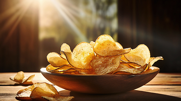 JPG 편집이미지 디저트 감자 사람없음 햇빛 과자 칩 디지털합성 담기 감자칩 나무그릇 나무탁자 편집소스 편집실사 AI포토 AI콘텐츠 그릇 음식 채소 모션 탁자 목재 태양 칩_음식 CG 파일형식