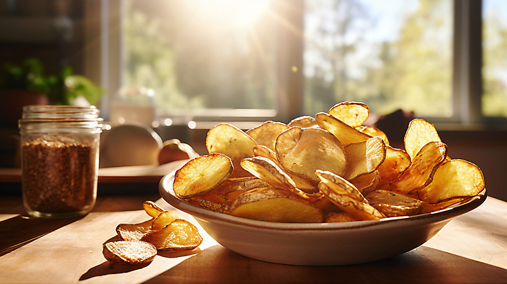 JPG 편집이미지 디저트 감자 사람없음 햇빛 과자 칩 디지털합성 담기 감자칩 나무그릇 나무탁자 편집소스 편집실사 AI포토 AI콘텐츠 그릇 음식 채소 모션 탁자 목재 태양 칩_음식 CG 파일형식