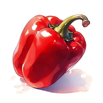 JPG 채소 일러스트 재료 피망 수채화 파프리카 사람없음 빨간색 오브젝트 김장 김장재료 국내일러스트 AI일러스트 AI콘텐츠 컬러 식재료 파일형식