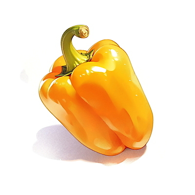 JPG 채소 일러스트 재료 피망 수채화 파프리카 사람없음 노란색 오브젝트 김장 김장재료 국내일러스트 AI일러스트 AI콘텐츠 컬러 식재료 파일형식