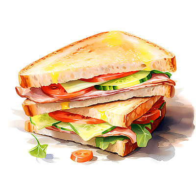 JPG 빵 일러스트 샌드위치 사람없음 갈색 빵집 국내일러스트 AI일러스트 AI콘텐츠 음식 컬러 상점 파일형식