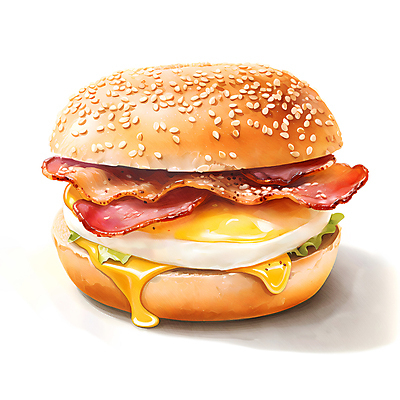 JPG 빵 일러스트 사람없음 갈색 빵집 계란프라이 베이컨 베이글 베이글샌드위치 국내일러스트 AI일러스트 AI콘텐츠 음식 컬러 샌드위치 돼지고기 상점 계란요리 파일형식