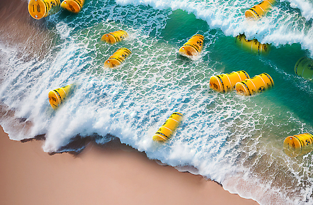 PSD 편집이미지 파도 바다 해변 사람없음 사회이슈 드럼통 방사능 폐수 폐수방류 해양오염 핵폐기물 피폭 이미지편집 컨셉 환경오염 폐기물 파일형식