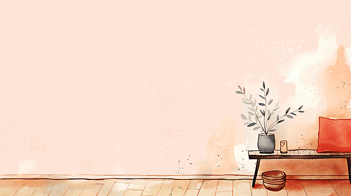 JPG 그릇 화분 분홍색 쿠션 일러스트 수채화 사람없음 인테리어 향초 카피스페이스 국내일러스트 AI일러스트 AI콘텐츠 식기 디자인 컬러 초 공백 파일형식