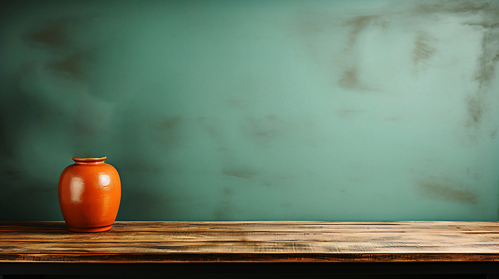 JPG 편집이미지 벽 선반 사람없음 초록색 항아리 디지털합성 오브젝트 나무탁자 카피스페이스 편집실사 AI포토 AI콘텐츠 컬러 가구 탁자 공백 도자기 CG 파일형식