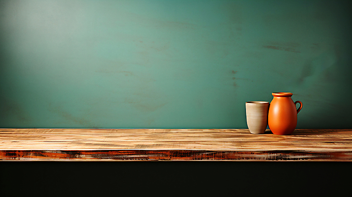 JPG 편집이미지 벽 선반 사람없음 초록색 항아리 디지털합성 오브젝트 나무탁자 카피스페이스 편집실사 AI포토 AI콘텐츠 컬러 가구 탁자 공백 도자기 CG 파일형식