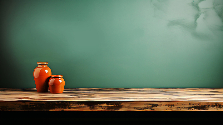 JPG 편집이미지 벽 선반 사람없음 초록색 항아리 디지털합성 오브젝트 나무탁자 카피스페이스 편집실사 AI포토 AI콘텐츠 컬러 가구 탁자 공백 도자기 CG 파일형식