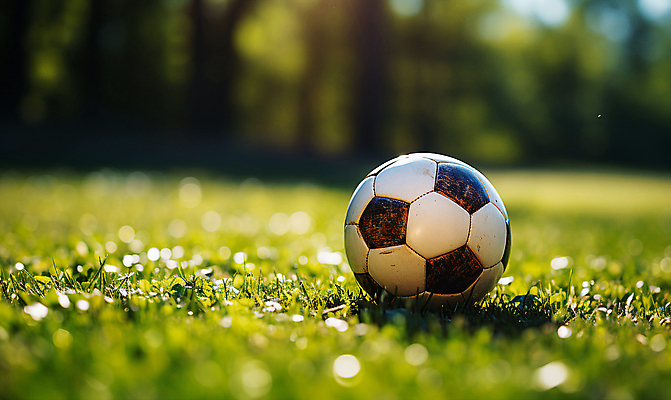 JPG 편집이미지 스포츠 축구공 잔디 사람없음 햇빛 축구 축구장 디지털합성 블러효과 편집실사 AI포토 AI콘텐츠 식물 공 축구용품 스포츠시설 태양 구기 CG 블러 파일형식 효과