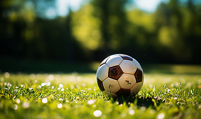 JPG 편집이미지 스포츠 축구공 잔디 사람없음 햇빛 축구 축구장 디지털합성 블러효과 편집실사 AI포토 AI콘텐츠 식물 공 축구용품 스포츠시설 태양 구기 CG 블러 파일형식 효과