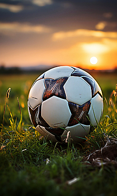 JPG 편집이미지 스포츠 축구공 잔디 사람없음 축구 일몰 축구장 디지털합성 블러효과 편집실사 AI포토 AI콘텐츠 식물 공 축구용품 스포츠시설 구기 노을 CG 블러 파일형식 효과