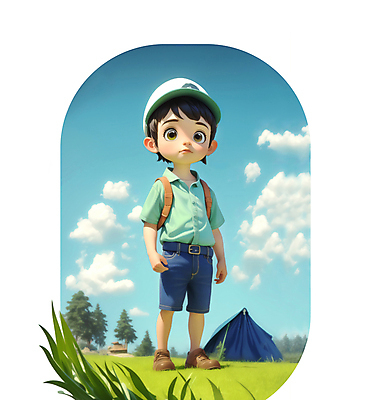 JPG 전신 구름 편집이미지 모자 남자 인물캐릭터 하늘 아웃도어 텐트 한명 서기 잔디 성인 야외 캠핑 풀 성인남자한명만 편집실사 AI컴퓨터그래픽 AI콘텐츠 자연요소 식물 캐릭터 1 잡화 모션 레저 캠핑도구 사람 CG 남자한명만 성인남자만 파일형식