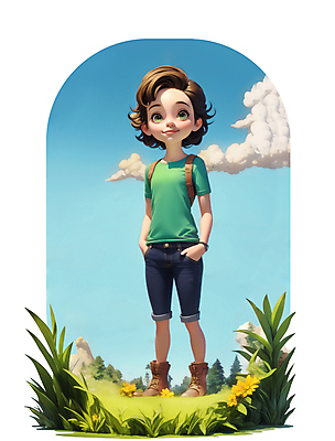 JPG 전신 나무 구름 편집이미지 여자 꽃 인물캐릭터 아웃도어 한명 서기 성인 야외 캠핑 풀 주머니손 성인여자한명만 편집실사 AI컴퓨터그래픽 AI콘텐츠 자연요소 식물 캐릭터 1 모션 레저 사람 CG 여자한명만 성인여자만 파일형식