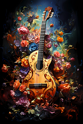 JPG 편집이미지 꽃 포스터 음악 추상 사람없음 컬러풀 기타 화려 디지털합성 결 유화 이미지편집 편집실사 식물 컬러 컨셉 무늬 현악기 문화예술 미술 CG 파일형식