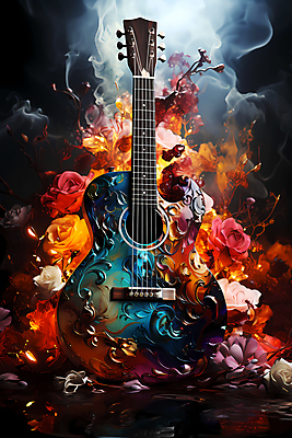 JPG 편집이미지 꽃 포스터 음악 추상 불꽃 사람없음 컬러풀 기타 화려 연기 디지털합성 결 유화 이미지편집 편집실사 식물 컬러 컨셉 무늬 불 현악기 문화예술 미술 CG 파일형식