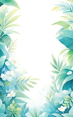 JPG 꽃 일러스트 자연 열대 수채화 프레임 사람없음 초록색 풀 열대잎 카피스페이스 보테니컬아트 트로피컬아트 국내일러스트 AI일러스트 AI콘텐츠 식물 컬러 잎 공백 그림 생태계 파일형식