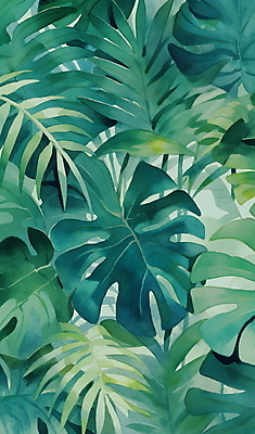JPG 일러스트 자연 열대 수채화 사람없음 초록색 몬스테라 열대잎 보테니컬아트 트로피컬아트 국내일러스트 AI일러스트 AI콘텐츠 식물 컬러 잎 그림 생태계 파일형식