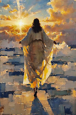 JPG 전신 구름 남자 기독교 일러스트 팔벌리기 붓터치 한명 성인 햇빛 태양 걷기 예수 그림 모세의기적 유화 성인남자한명만 국내일러스트 AI일러스트 AI콘텐츠 자연요소 1 종교 모션 미술 사람 신_종교 남자한명만 성인남자만 파일형식