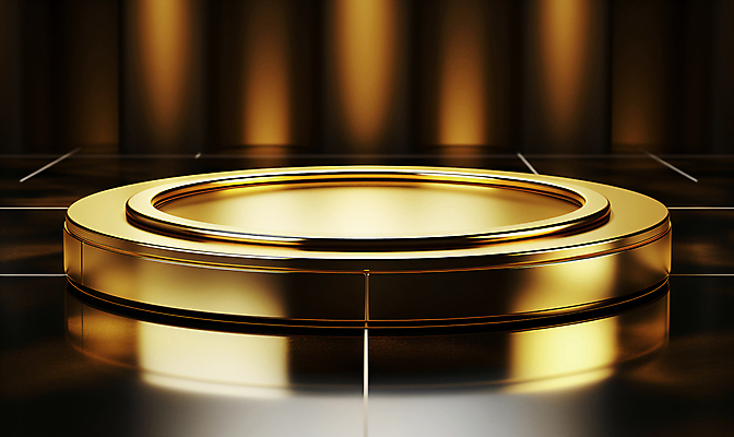 JPG 편집이미지 사람없음 금속 공간 금색 원형 황금 디지털합성 광택 단상 포디움 목업 편집실사 AI컴퓨터그래픽 AI콘텐츠 도형 컬러 재질 무대 CG 파일형식