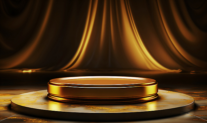 JPG 편집이미지 사람없음 금속 공간 금색 원형 황금 디지털합성 광택 단상 포디움 목업 편집실사 AI컴퓨터그래픽 AI콘텐츠 도형 컬러 재질 무대 CG 파일형식