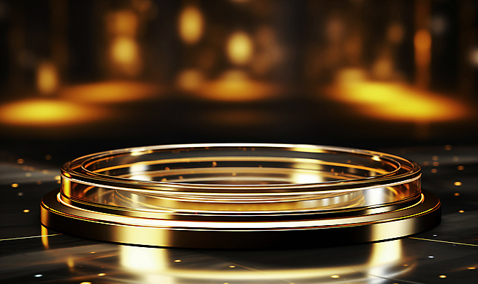 JPG 편집이미지 사람없음 금속 공간 금색 원형 황금 디지털합성 광택 단상 포디움 목업 편집실사 AI컴퓨터그래픽 AI콘텐츠 도형 컬러 재질 무대 CG 파일형식