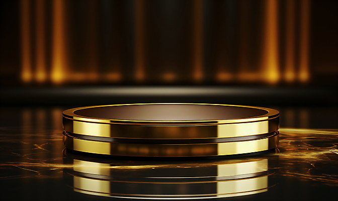 JPG 편집이미지 사람없음 금속 공간 금색 원형 황금 디지털합성 광택 단상 포디움 목업 편집실사 AI컴퓨터그래픽 AI콘텐츠 도형 컬러 재질 무대 CG 파일형식