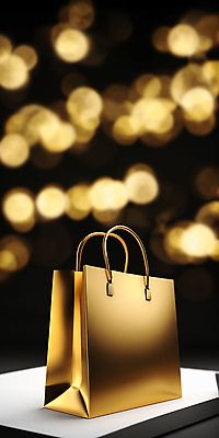JPG 편집이미지 사람없음 쇼핑 쇼핑백 검은색 금색 보케 빛망울 목업 블랙프라이데이 보케백그라운드 편집실사 AI컴퓨터그래픽 AI콘텐츠 컬러 백그라운드 가방 데이이벤트 빛 CG 파일형식