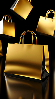 JPG 편집이미지 사람없음 쇼핑 쇼핑백 금속 검은색 금색 목업 블랙프라이데이 편집실사 AI컴퓨터그래픽 AI콘텐츠 컬러 가방 데이이벤트 재질 CG 파일형식