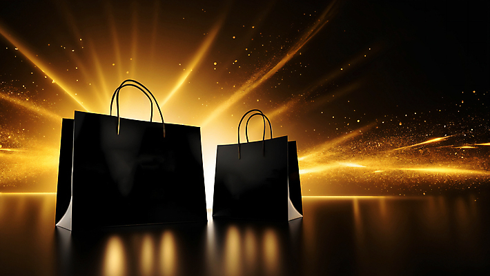 JPG 편집이미지 조명 사람없음 빛 반짝임 쇼핑 쇼핑백 검은색 목업 카피스페이스 블랙프라이데이 편집실사 AI컴퓨터그래픽 AI콘텐츠 컬러 가방 모션 데이이벤트 공백 CG 파일형식