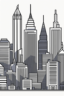 JPG 건축 일러스트 사람없음 건물 도시풍경 고층빌딩 도시 라인아트 그림 스카이라인 국내일러스트 AI일러스트 AI콘텐츠 건축물 선 풍경 빌딩 파일형식