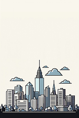 JPG 나무 구름 건축 일러스트 사람없음 건물 도시풍경 고층빌딩 도시 라인아트 그림 스카이라인 국내일러스트 AI일러스트 AI콘텐츠 자연요소 식물 건축물 선 풍경 빌딩 파일형식