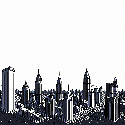 JPG 건축 일러스트 빌딩 사람없음 건물 도시풍경 고층빌딩 도시 가득함 라인아트 그림 스카이라인 빌딩숲 국내일러스트 AI일러스트 AI콘텐츠 건축물 선 풍경 파일형식