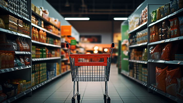 JPG 편집이미지 음식 조명 실내 사람없음 쇼핑 장보기 어둠 쇼핑카 상품 디지털합성 진열장 마트 편집실사 AI포토 AI콘텐츠 내부 상점 카트 CG 파일형식