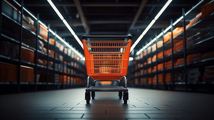 JPG 편집이미지 음식 조명 실내 사람없음 쇼핑 장보기 어둠 쇼핑카 상품 디지털합성 진열장 마트 편집실사 AI포토 AI콘텐츠 내부 상점 카트 CG 파일형식