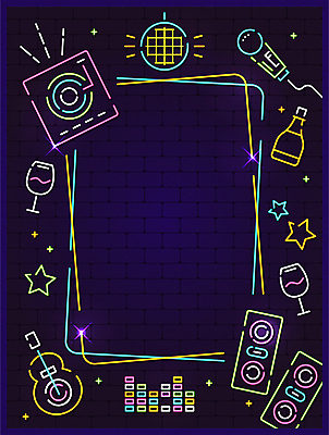 별 선 와인잔 일러스트 프레임 사람없음 반짝임 컬러풀 파티 와인 스피커 기타 볼륨 DJ 테두리 라인아트 마이크 네온 미러볼 이퀄라이저 카피스페이스 네온아트 국내일러스트 AI파일 자연요소 컬러 음향기기 술잔 모션 현악기 주류 이벤트 장식 공백 파일형식 벡터