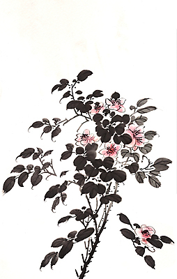 JPG 꽃 일러스트 붓터치 수채화 수묵화 사람없음 나뭇가지 번짐 국내일러스트 AI일러스트 AI콘텐츠 나무 식물 미술 파일형식 효과