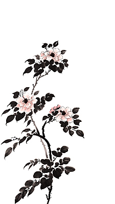 JPG 꽃 일러스트 붓터치 수채화 수묵화 사람없음 나뭇가지 번짐 국내일러스트 AI일러스트 AI콘텐츠 나무 식물 미술 파일형식 효과