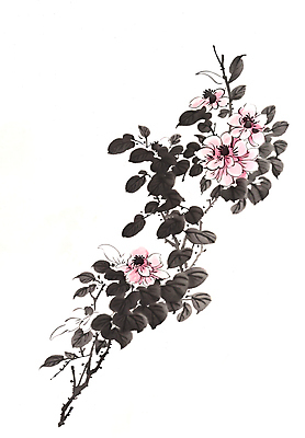 JPG 꽃 일러스트 붓터치 수채화 수묵화 사람없음 번짐 국내일러스트 AI일러스트 AI콘텐츠 식물 미술 파일형식 효과