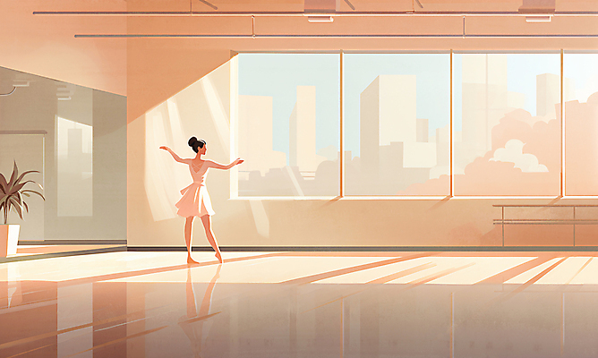 JPG 전신 여자 일러스트 창문 실내 한명 서기 성인 햇빛 주황색 발레 연습 발레리나 발레복 감성 발레동작 연습실 성인여자한명만 국내일러스트 AI일러스트 AI콘텐츠 1 옷 컬러 포즈 컨셉 모션 사람 내부 태양 춤 여자한명만 성인여자만 파일형식