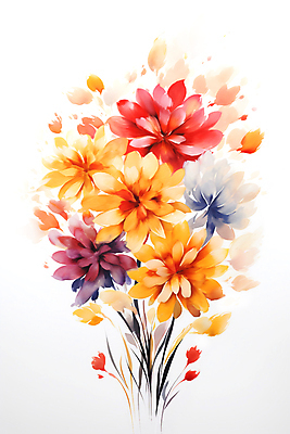 JPG 꽃잎 꽃 일러스트 사람없음 컬러풀 가을 코스모스 그림 유화 국내일러스트 AI일러스트 AI콘텐츠 식물 계절 컬러 미술 파일형식