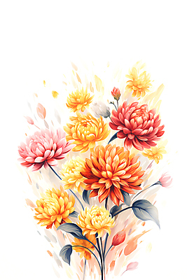 JPG 꽃잎 꽃 일러스트 국화 사람없음 컬러풀 가을 그림 유화 국내일러스트 AI일러스트 AI콘텐츠 식물 계절 컬러 미술 파일형식