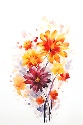 JPG 꽃잎 꽃 일러스트 사람없음 컬러풀 가을 코스모스 그림 유화 국내일러스트 AI일러스트 AI콘텐츠 식물 계절 컬러 미술 파일형식
