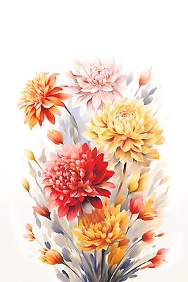 JPG 꽃잎 꽃 일러스트 국화 사람없음 컬러풀 가을 그림 유화 국내일러스트 AI일러스트 AI콘텐츠 식물 계절 컬러 미술 파일형식