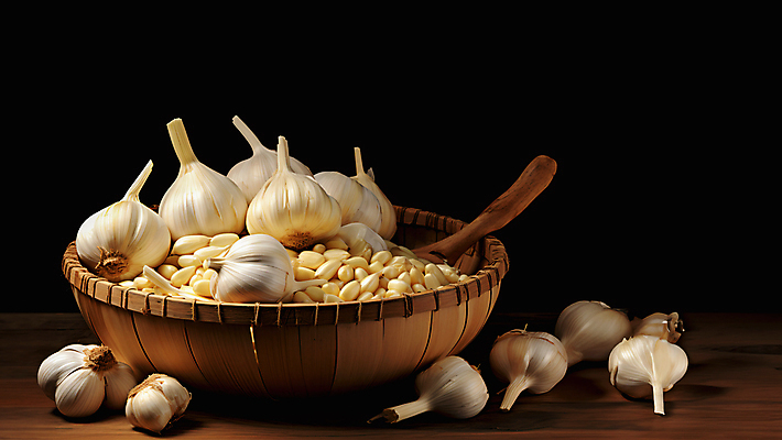 JPG 편집이미지 마늘 사람없음 바구니 여러개 담기 주걱 통마늘 편집실사 AI포토 AI콘텐츠 다수 채소 모션 주방용품 CG 파일형식
