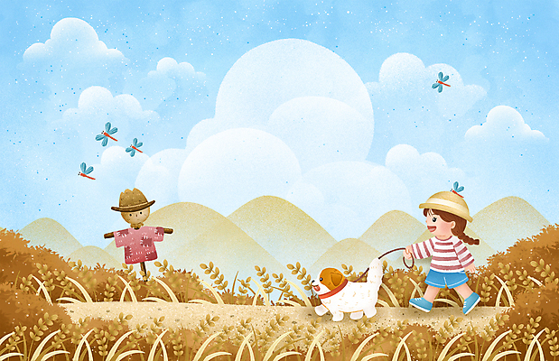 전신 PSD 구름 여자 일러스트 자연 하늘 휴식 산 한명 풍경 성인 걷기 산책 벼 가을 강아지 잠자리 허수아비 목줄 가을여행 성인여자한명만 국내일러스트 자연요소 1 계절 여행 곤충 컨셉 농업 모션 곡류 사람 반려동물 개 생태계 여자한명만 성인여자만 파일형식 가을_계절 반려용품