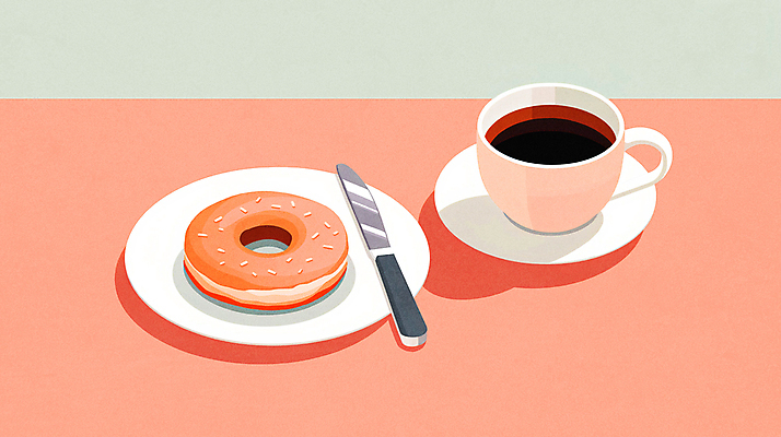 JPG 접시 커피 일러스트 탁자 티타임 사람없음 컵 카페 나이프 도넛 커피잔 컵받침 책상 스프링클 미니멀 코랄 국내일러스트 AI일러스트 AI콘텐츠 식기 음료 컬러 가구 휴식 디저트 잔 장식 상점 칼 받침대 파일형식