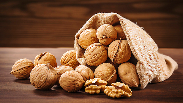 JPG 편집이미지 사람없음 갈색 견과류 디지털합성 호두 자루 쏟아짐 편집소스 편집실사 AI포토 AI콘텐츠 컬러 모션 CG 파일형식